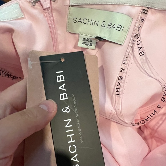 Brand New BHLDN Light Pink Nora Strapless Deep-V Taffeta Back-Slit Midi Dress - Picture 4 of 4